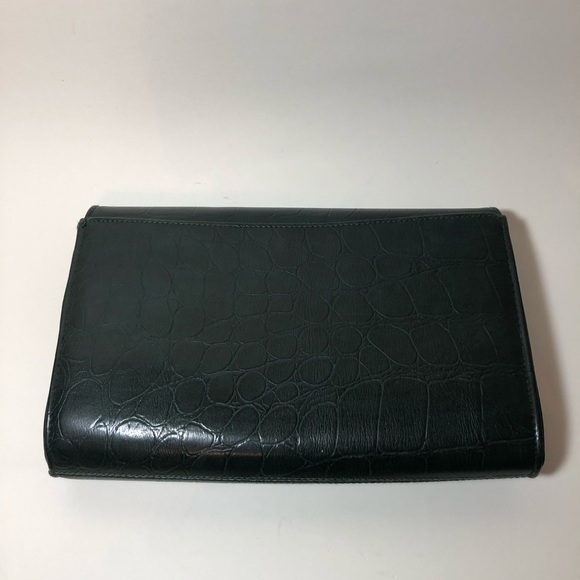 Harve Benard Green Faux Leather Alligator Print Clutch - Picture 3 of 5
